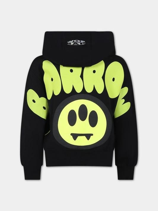 Felpa nera per bambini con logo e iconico smile,Barrow,S4BKJUHS095 110