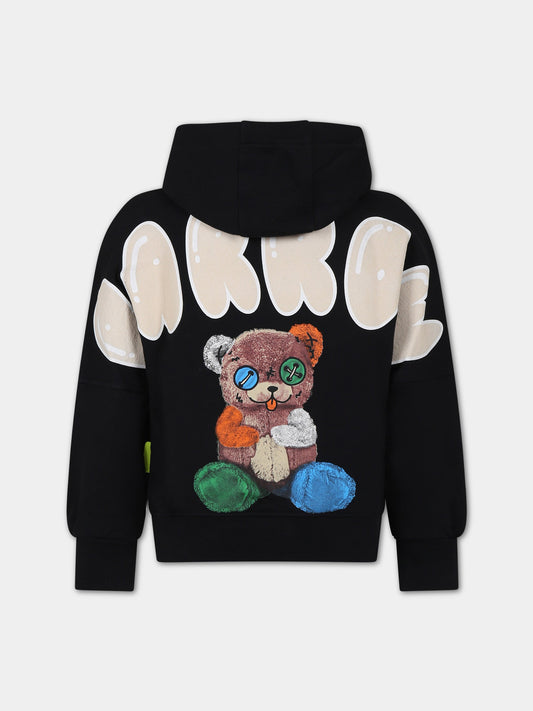 Felpa nera per bambini con logo e stampa Bear,Barrow,S4BKJUHS114 110