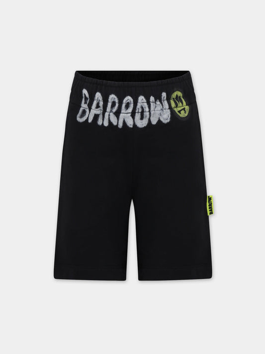 Shorts neri per bambino con logo,Barrow,S4BKJUBE029 110