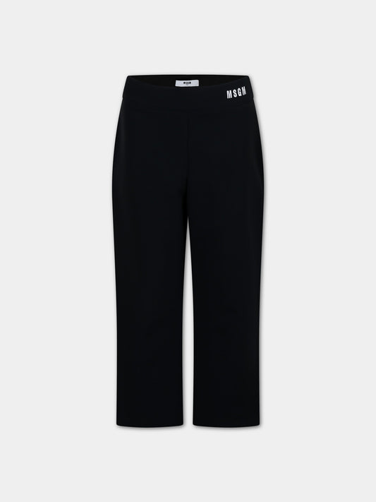 Pantaloni neri per bambina con logo,Msgm Kids,S4MSJGPA316 110
