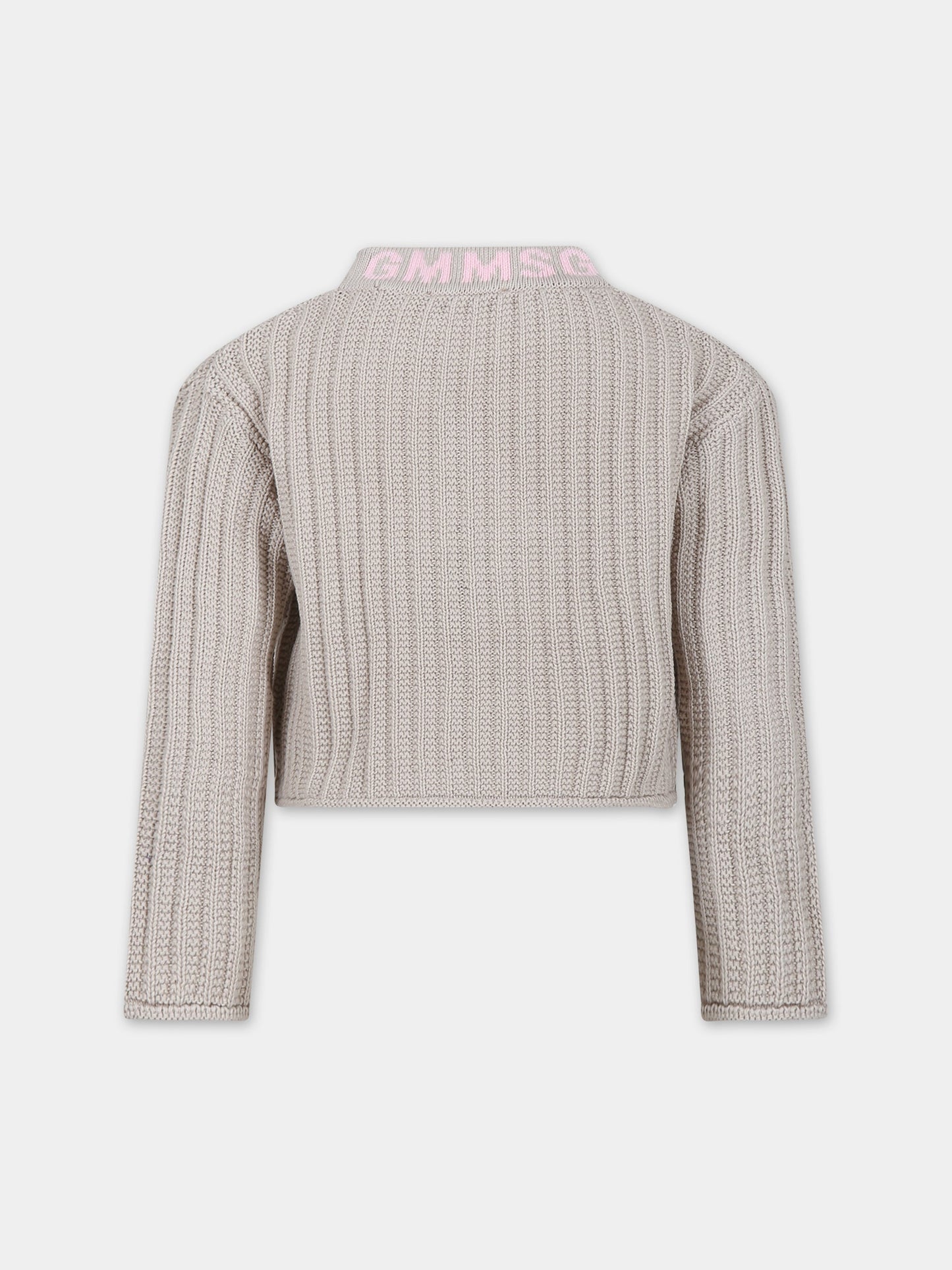 Maglione beige per bambina con logo,Msgm Kids,S4MSJGJP082 015