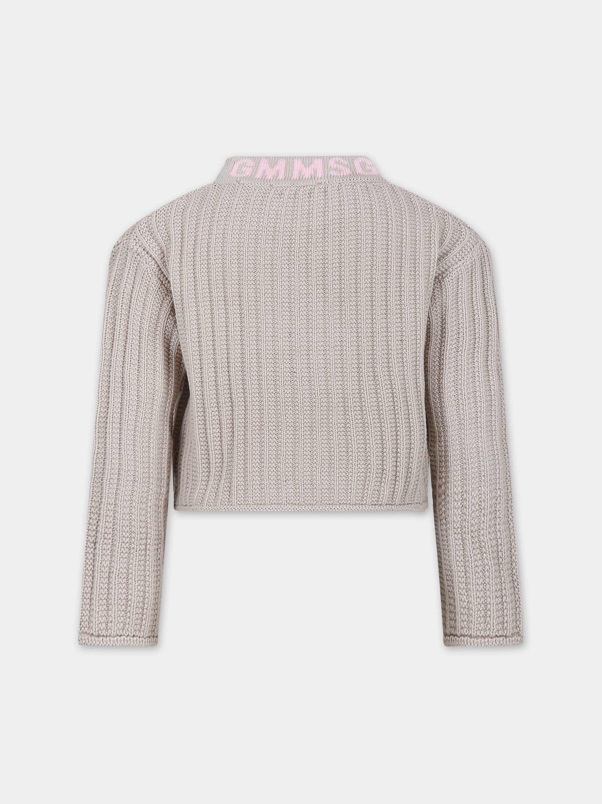 Maglione beige per bambina con logo,Msgm Kids,S4MSJGJP082 015