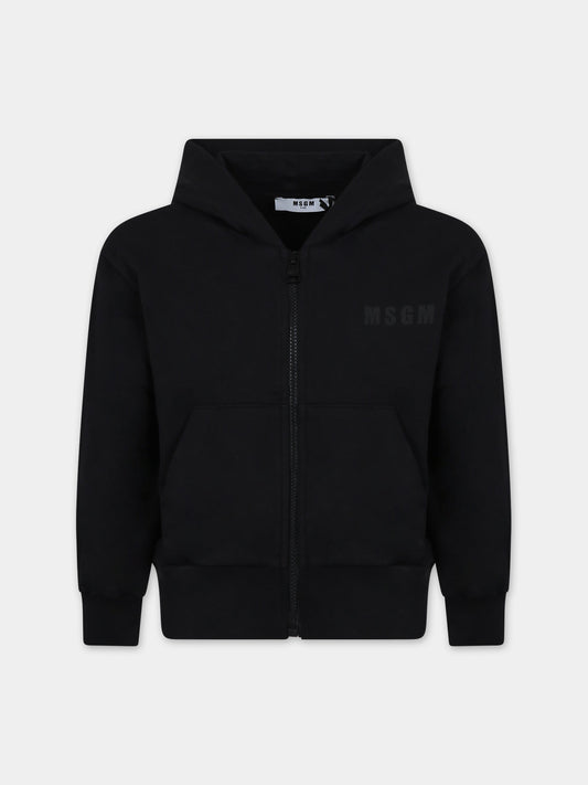 Felpa nera per bambini con logo,Msgm Kids,S4MSJUZH015 110