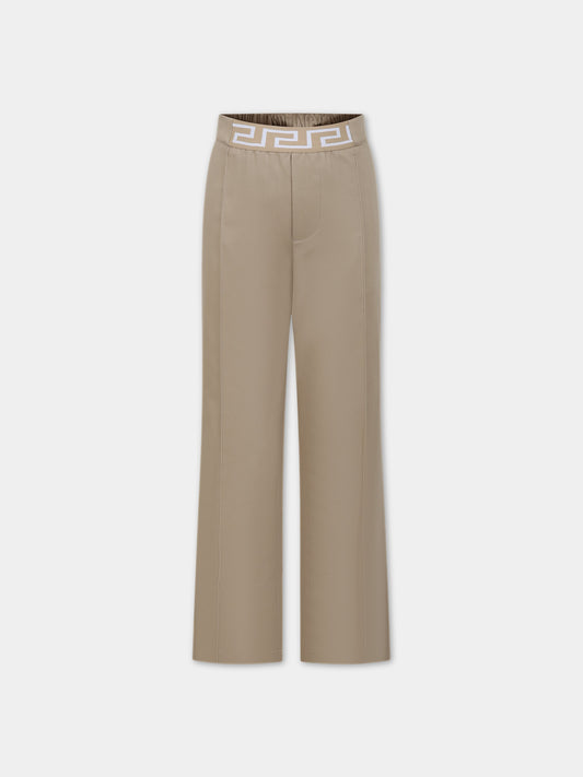 Pantaloni beige per bambina con logo,Versace,1013831 1A09209 1K020