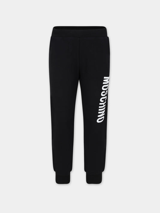 Pantaloni neri per bambini con logo,Moschino Kids,HNP057 LDA27 60100
