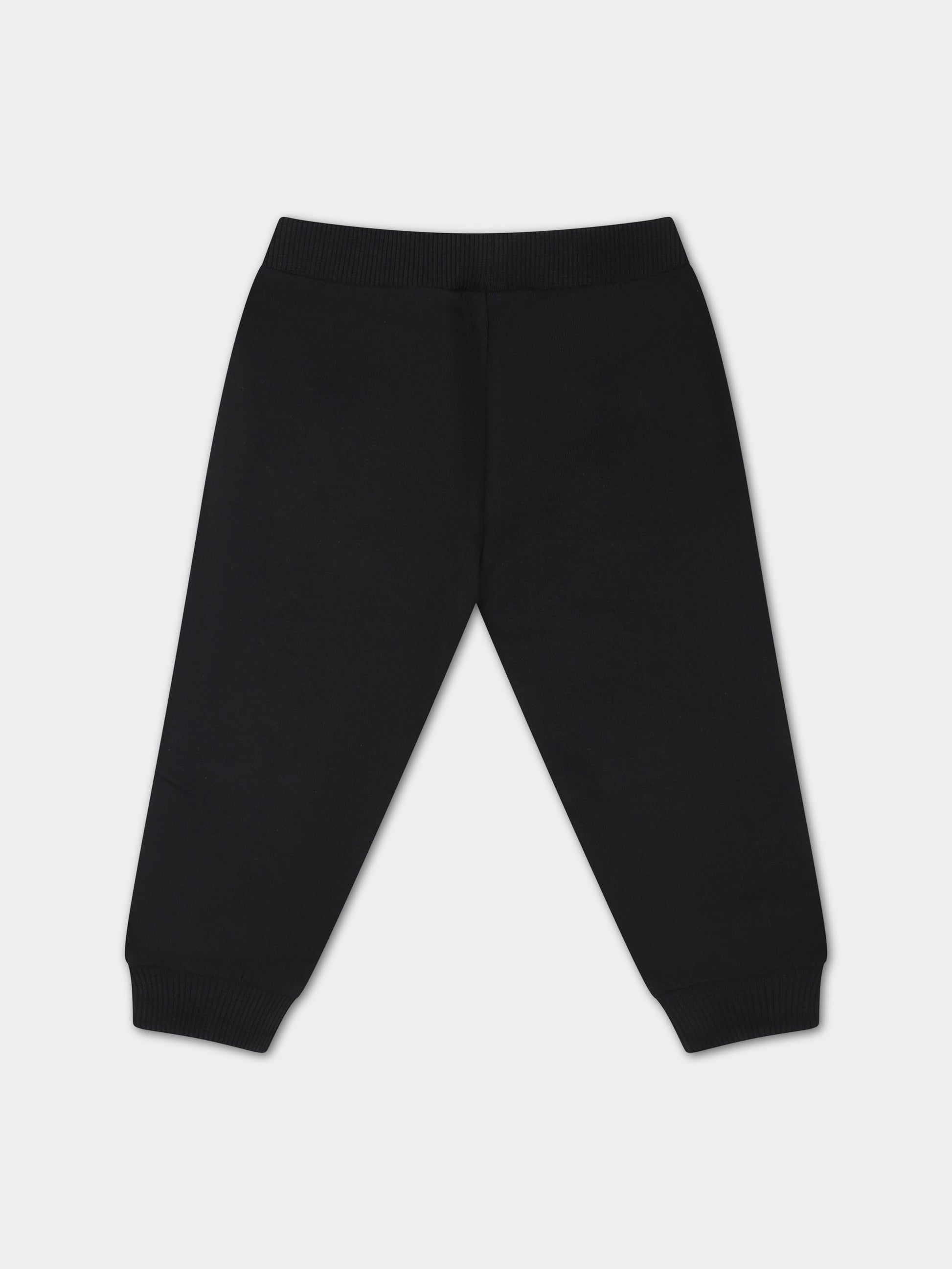 Pantaloni neri per neonati con logo,Moschino Kids,MMP04O LDA27 60100