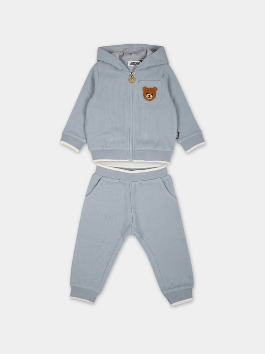 Completo celeste per neonato con Teddy Bear,Moschino Kids,MUK048 LCA57 40304