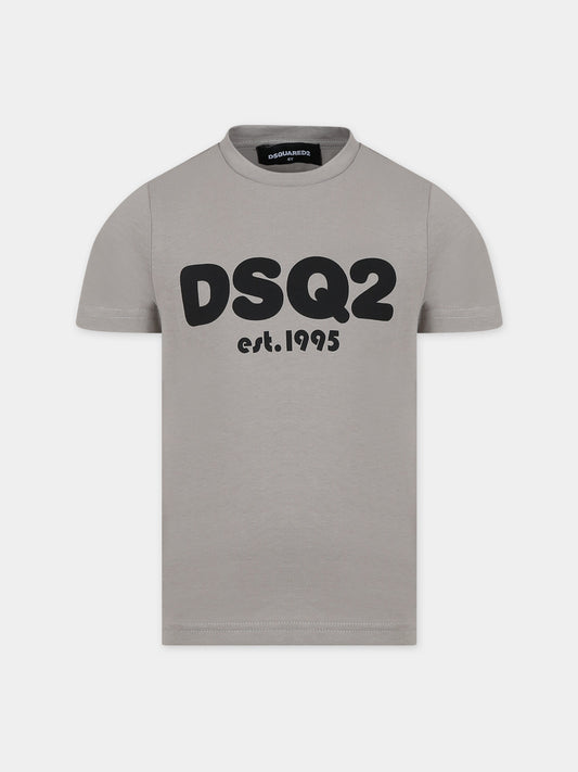 T-shirt grigia per bambino con logo,Dsquared2,DQ2101 D00MV D2T1019U DQ915
