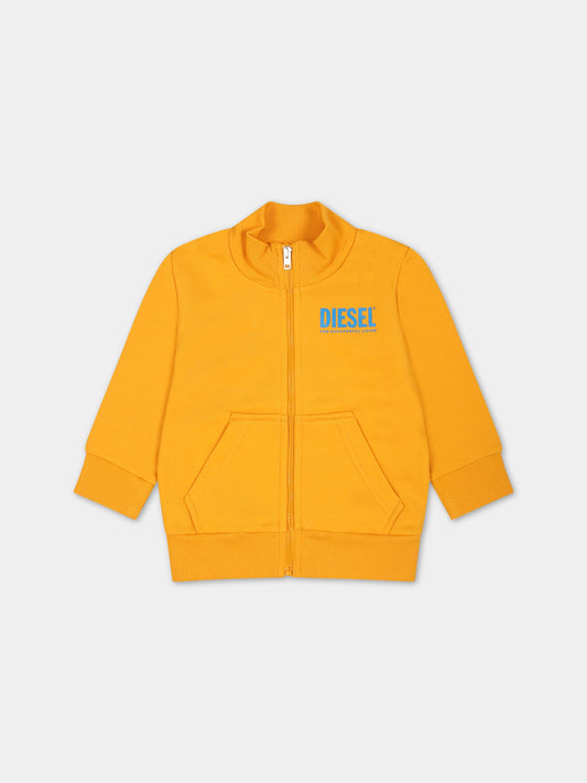 Felpa arancione per neonato con logo,Diesel,K00265 0IAJH K27B