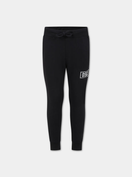 Pantaloni neri per bambino con logo,Dsquared2,DQ0546 D001H DQ900