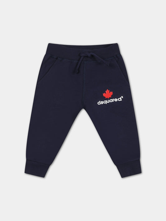Pantaloni blu per neonato con logo,Dsquared2,DQ0717 D00G4 DQ875