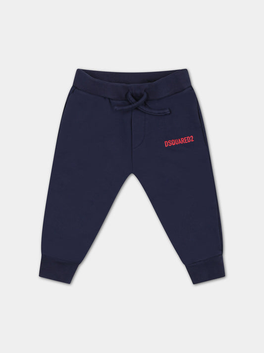 Pantaloni blu per neonato con logo,Dsquared2,DQ1317 D006K DQ875
