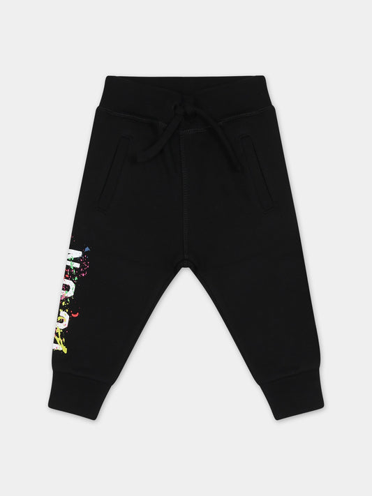 Pantaloni neri per neonato con logo,Dsquared2,DQ1357 D00J7 DQ900