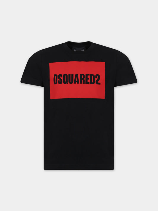 T-shirt nera per bambino con logo,Dsquared2,DQ0522 D002F DQ900