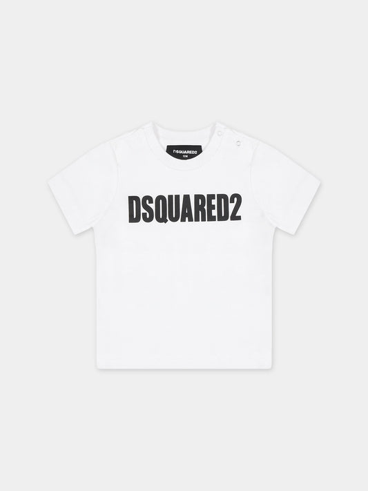 T-shirt bianca per neonati con logo,Dsquared2,DQ0552 D00MM DQ100
