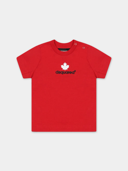 T-shirt rossa per neonati con logo,Dsquared2,DQ0556 D00MM DQ405