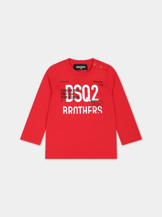 T-shirt rossa per neonati con logo,Dsquared2,DQ1300 D004G DQ411