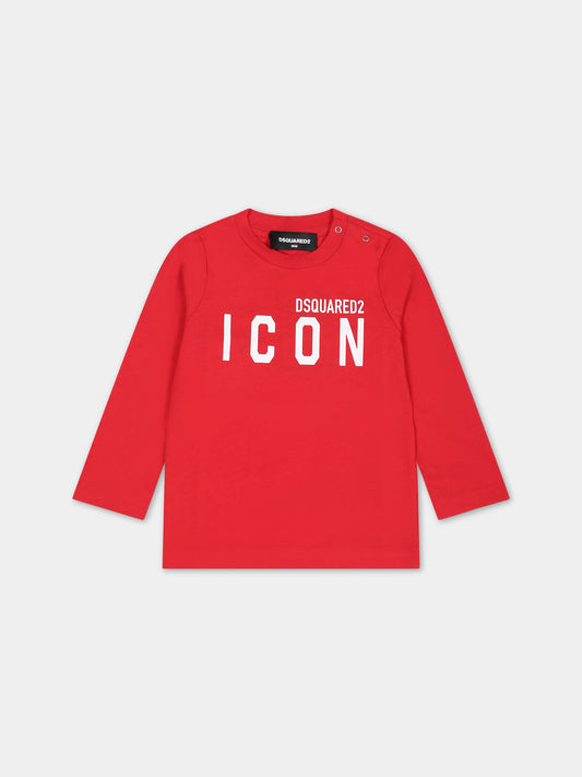 T-shirt rossa per neonato con logo,Dsquared2,DQ1375 D00MV DQ417