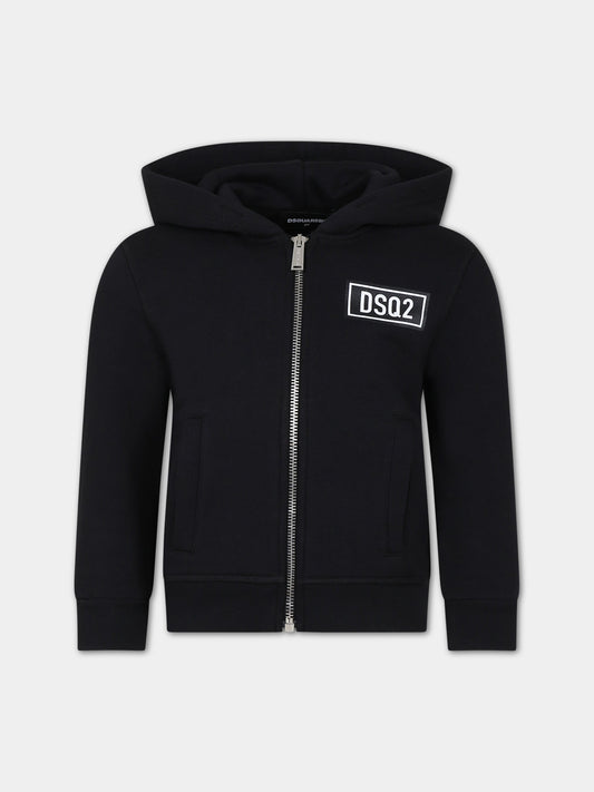 Felpa nera per bambini con logo,Dsquared2,DQ0540 D001H DQ900