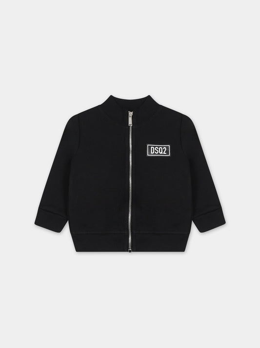 Felpa nera per neonati con logo,Dsquared2,DQ0559 D001H DQ900