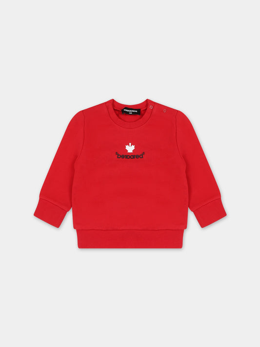 Felpa rossa per neonati con logo,Dsquared2,DQ0561 D00G4 DQ405