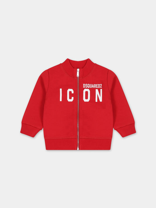 Felpa rossa per neonati con logo,Dsquared2,DQ0637 D002Y DQ417