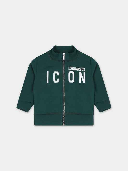 Felpa verde per neonati con logo,Dsquared2,DQ0637 D002Y DQ522
