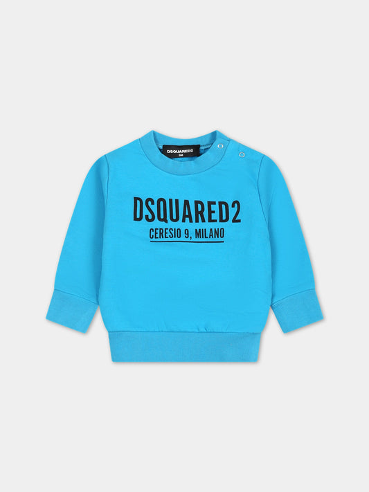 Felpa azzurra per neonati con logo,Dsquared2,DQ0843 D002Y DQ812