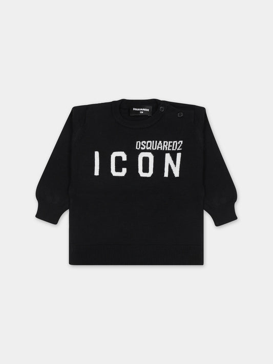 Maglione blu per neonati con logo ricamato,Dsquared2,DQ0622 D003F DQ900
