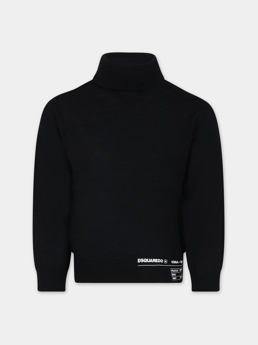 Dolcevita nera per bambino con logo,Dsquared2,DQ1161 D0A1M DQ900