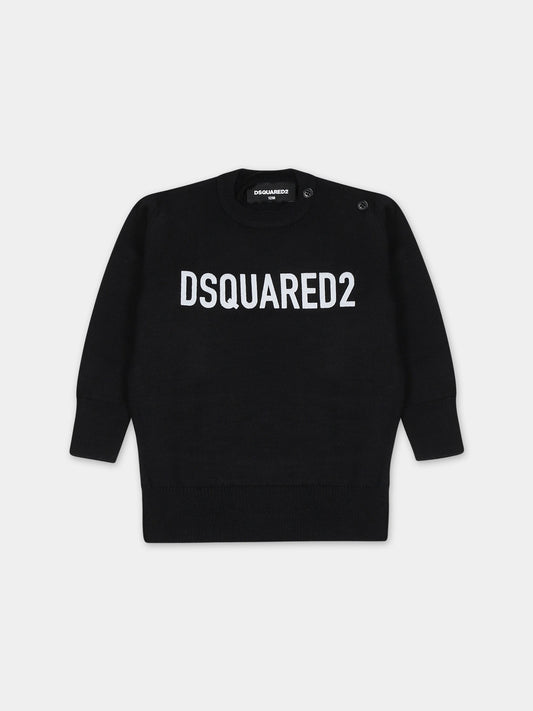 Maglione nero per neonati con logo,Dsquared2,DQ1292 D003F DQ900