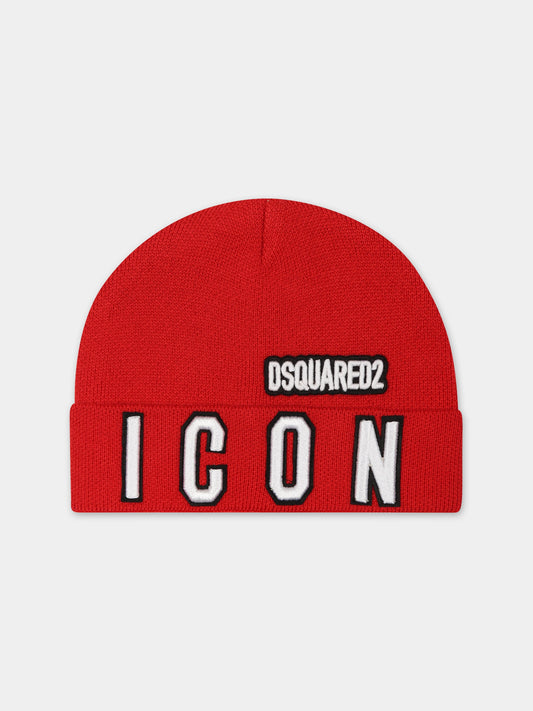 Berretto rosso per bambino con logo,Dsquared2,DQ04IE D003K DQ405