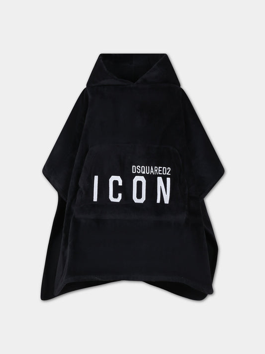 Accappatoio nero per neonato con logo,Dsquared2,DQ0654 D008K DQ900