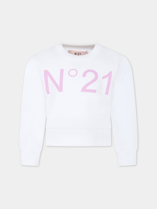 Felpa bianca per bambina,N°21 Kids,N21574 N0154 0N100