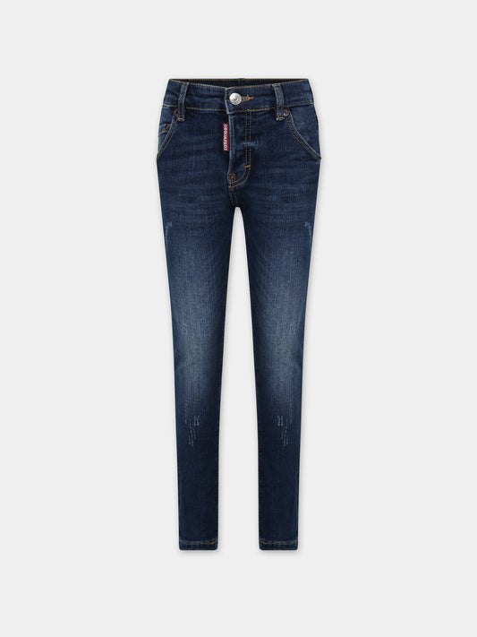 Jeans blu per bambino con patch logo,Dsquared2,DQ0236 D0A1K DQ01