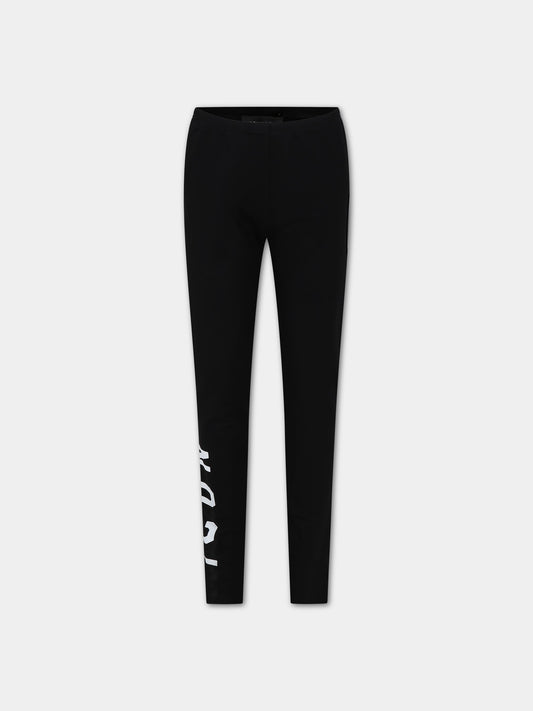 Leggings neri per bambina con logo,Dsquared2,DQ1377 D008C DQ900