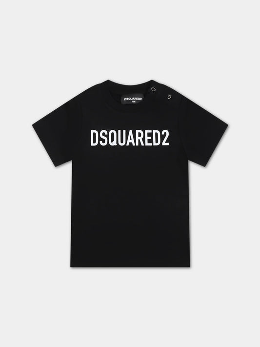 T-shirt nera per neonato con logo,Dsquared2,DQ1293 D00MM DQ900