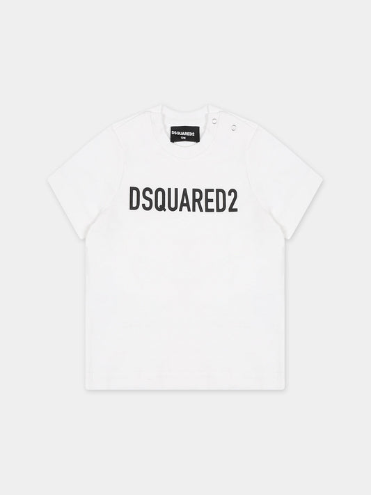 T-shirt bianca per neonati con logo,Dsquared2,DQ1781 D0A4C DQ100