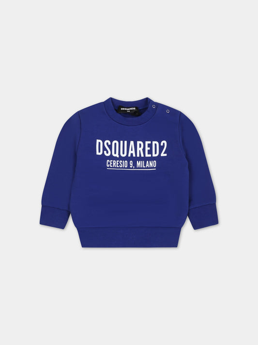 Felpa blu per neonati con logo,Dsquared2,DQ0843 D002Y DQ870