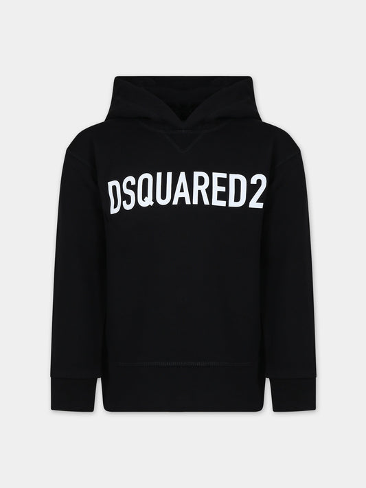 Felpa nera per bambino con logo,Dsquared2,DQ1782 D0A4D DQ900
