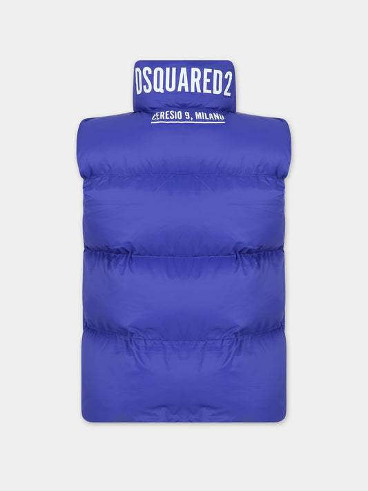 Gilet azzurro per bambino con logo bianco,Dsquared2,DQ1475 D009D DQ870