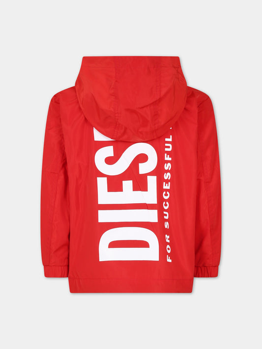 Giacca a vento rossa per bambini con logo,Diesel,J01088 KXBBN K438