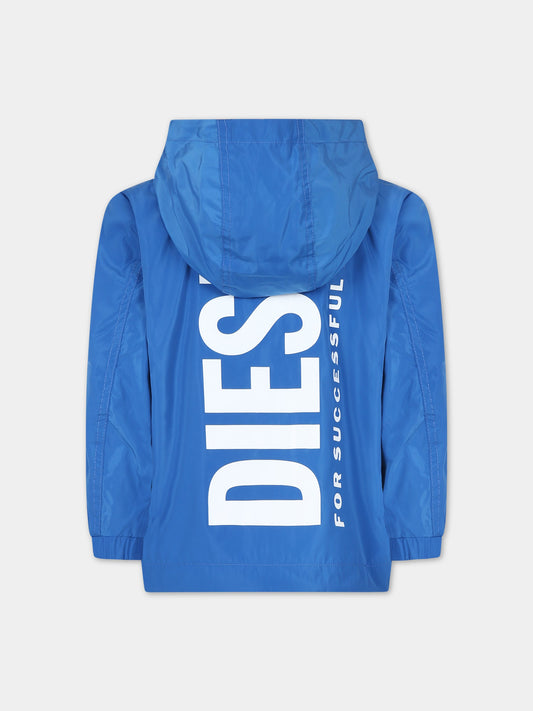 Giacca a vento blu per bambini con logo,Diesel,J01088 KXBBN K80H