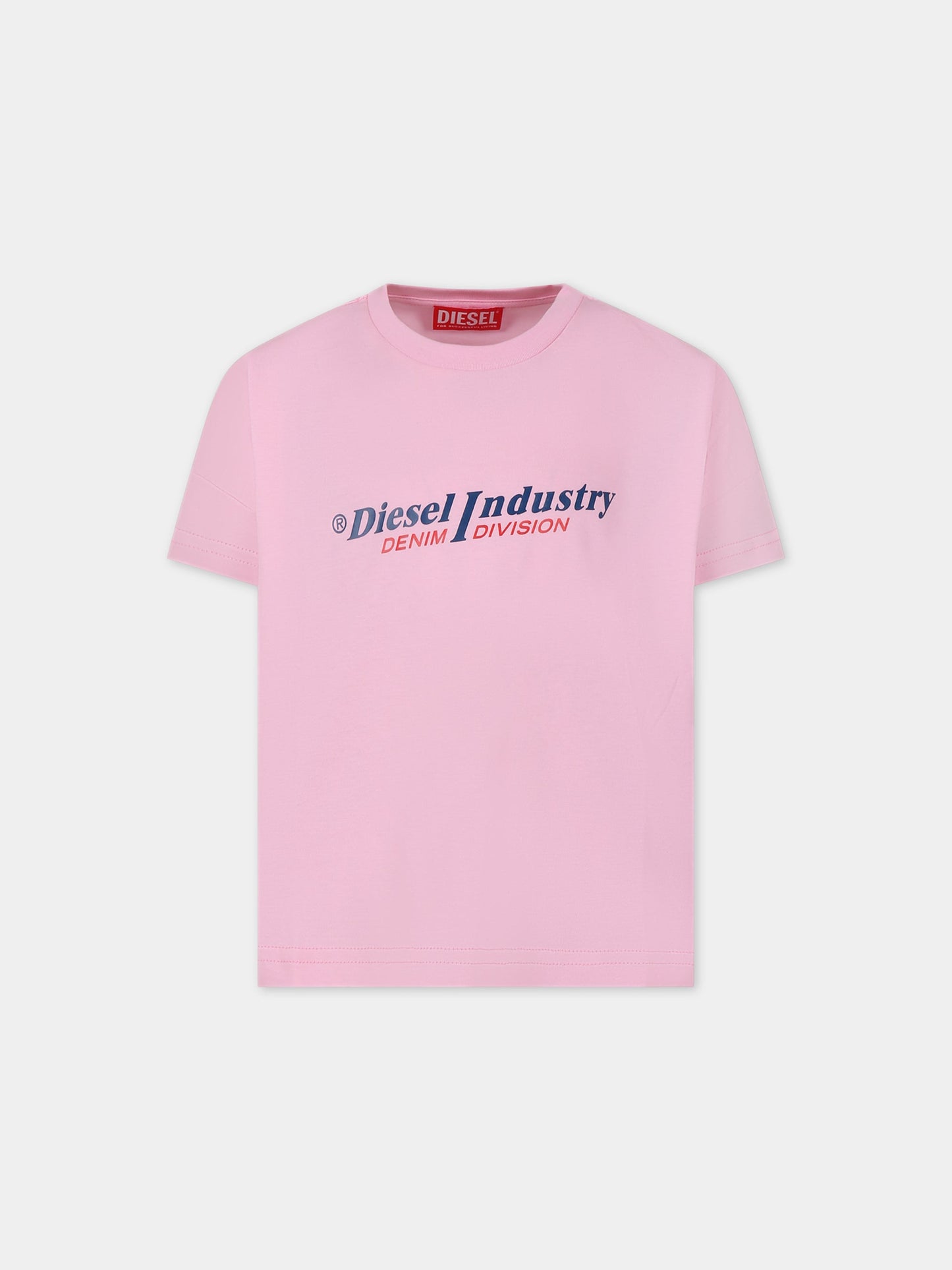 T-shirt rosa per bambina con logo,Diesel,J01182 00YI9 K369G