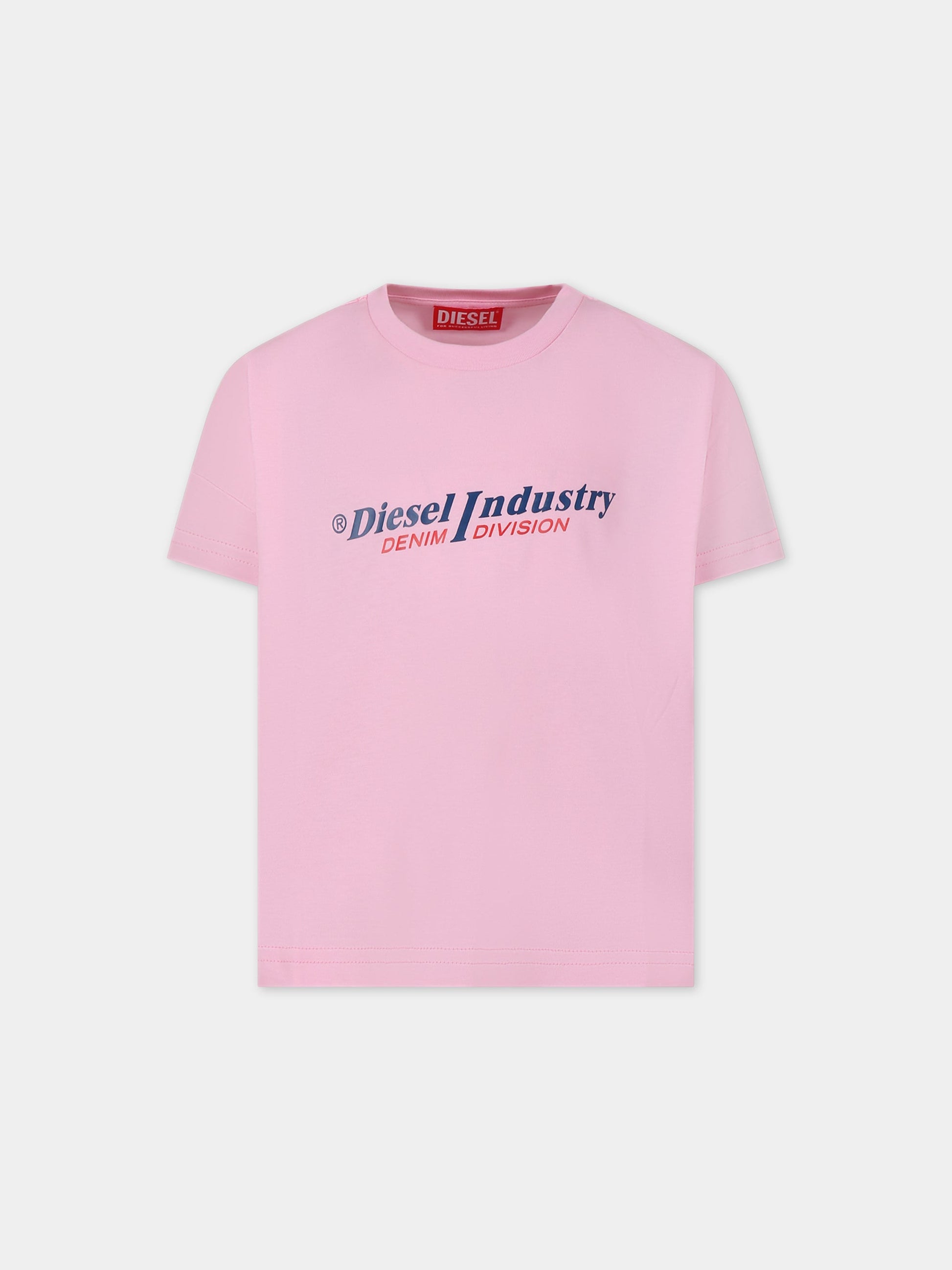T-shirt rosa per bambina con logo,Diesel,J01182 00YI9 K369G