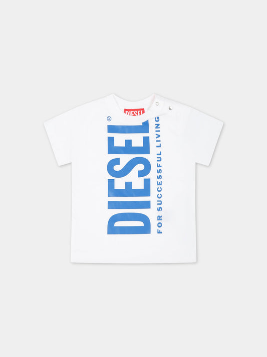 T-shirt bianca per neonati con logo,Diesel,K00347 00YI9 K100