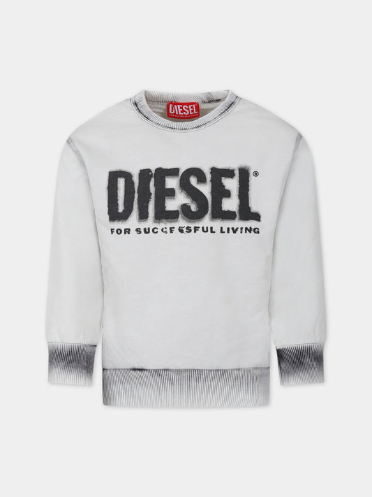 Felpa grigia per bambino con logo,Diesel,J01114 KYAU8 K955