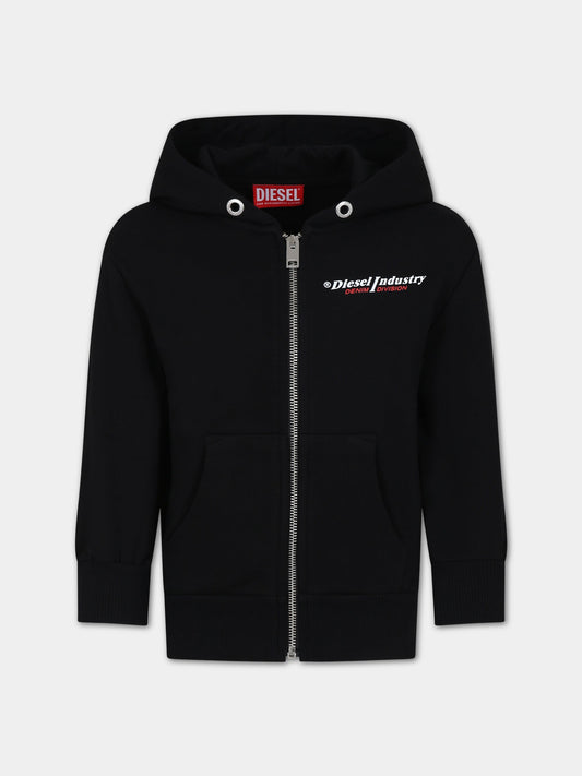 Felpa nera per bambino con logo,Diesel,J01116 0IAJH K900