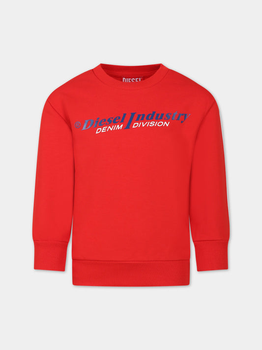 Felpa rossa per bambino con logo,Diesel,J01117 0IAJH K438