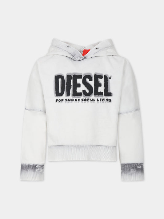 Felpa avorio per bambino con logo,Diesel,J01186 KYAU8 K955